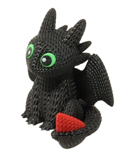 Night Fury Crochet Look – 3D Printed Dragon Figurine