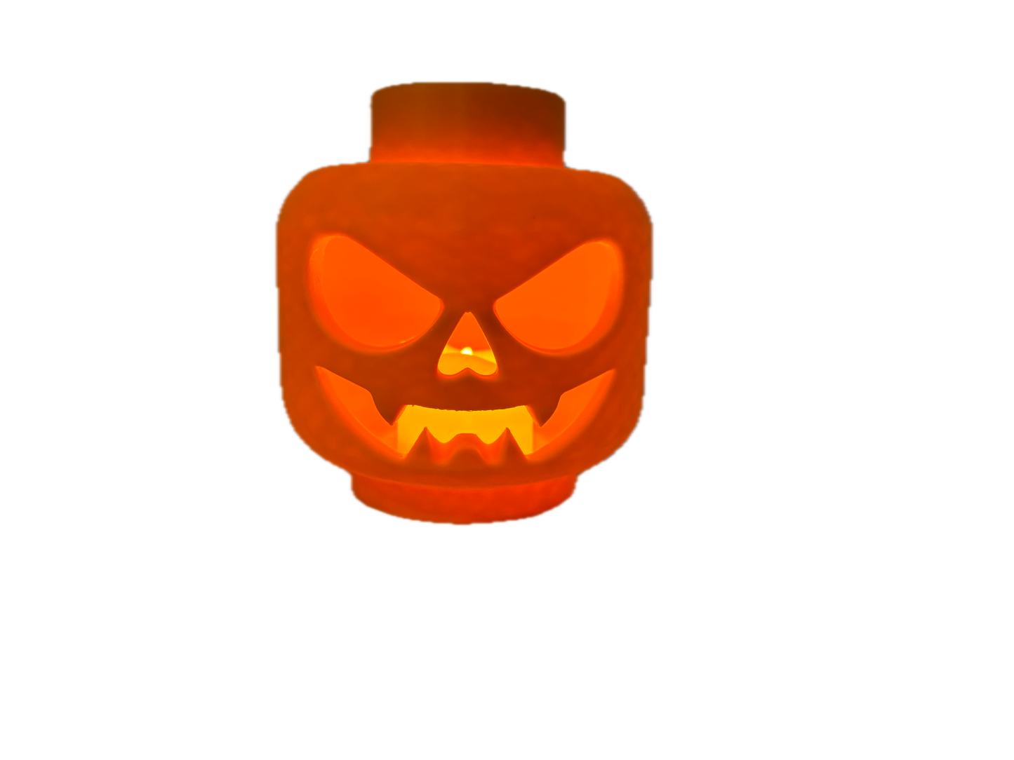 3D Printed Brick Man Head Halloween Pumpkin – Jack-O’-Lantern Decoration