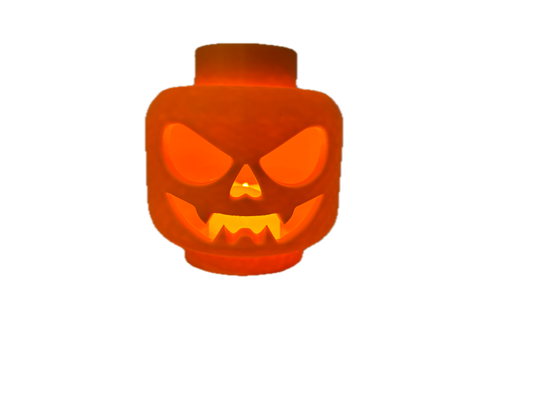 3D Printed Brick Man Head Halloween Pumpkin – Jack-O’-Lantern Decoration