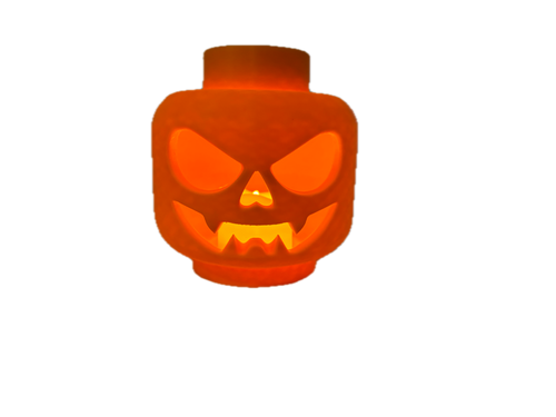 3D Printed Brick Man Head Halloween Pumpkin – Jack-O’-Lantern Decoration